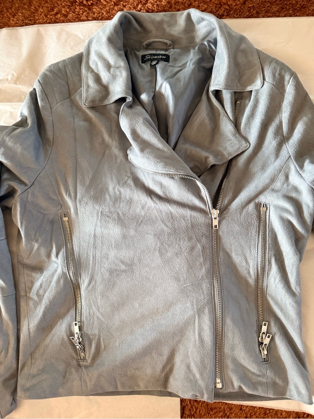 Shinestar Women’s Light Gray Moto Jacket